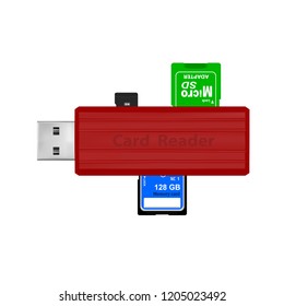 Card reader for reading memory cards in vector.Card reader for data transfer from a flash drive.