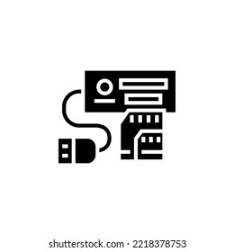 card reader vector icon. computer component icon solid style. perfect use for logo, presentation, website, and more. simple modern icon design glyph style