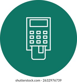 Card Reader Vector Line Circle Icon Design