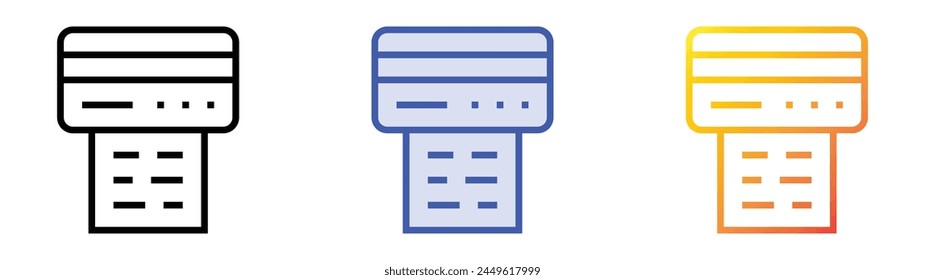 card receipt icon. Linear, Blue Fill and Gradient Style Design Isolated On White Background