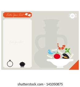 Card for the recipe for pasta with fish sauce