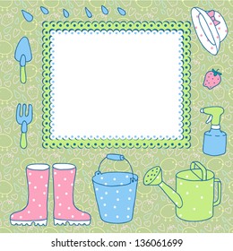 Card to record gardening. Vector illustration.