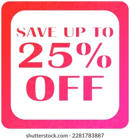 Card red background white 25 percent discount off
