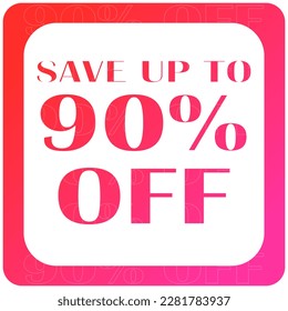 Card red background white 90 percent discount off