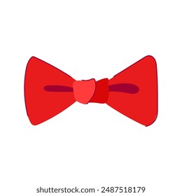 card red bow cartoon. holiday wrap, satin package, silk banner card red bow sign. isolated symbol vector illustration