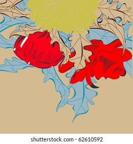 Tarjeta con flores rojas