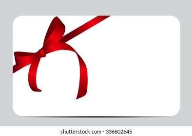 Card with Red Gift Ribbon. Vector illustration EPS10
