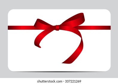 Card with Red Gift Ribbon. Vector illustration EPS10