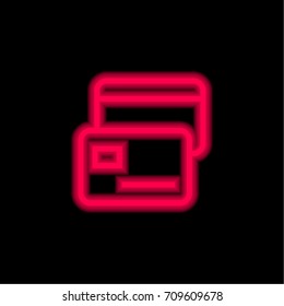 Card red glowing neon ui ux icon. Glowing sign logo vector