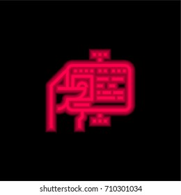 Card red glowing neon ui ux icon. Glowing sign logo vector