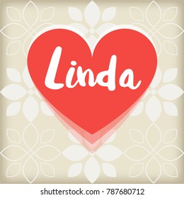 Card with red heart. Saint Valentines day greeting with name