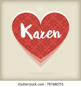 Card with red heart. Saint Valentines day greeting with name