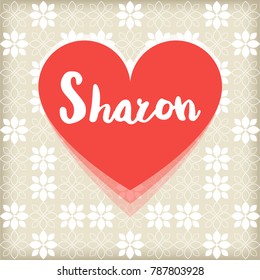 Card with red heart. Saint Valentines day greeting with name. Personal card
