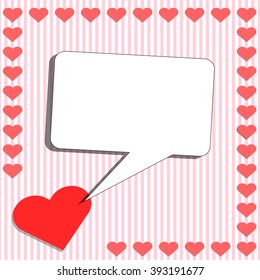 Card with red heart and shouting box