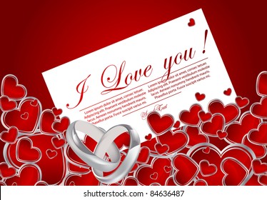 card with red hearts.