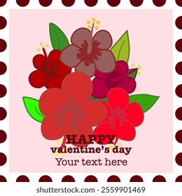 Valentine’s card of red hibicus with customized blessing text