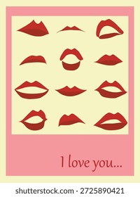 Tarjeta con labios rojos para San Valentín