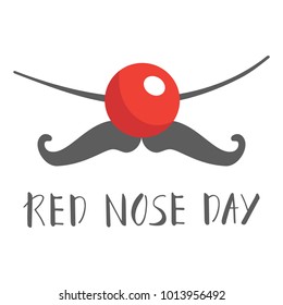 Card of red nose day. Vector illustration. Red Nose Day Abstract Vector Sign, Emblem, or Banner. Isolated. Flat style.