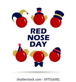 Card of red nose day . Vector illustration.