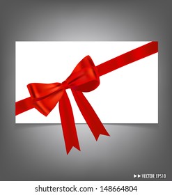Card with red ribbons bows