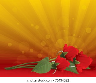 card with red roses - illustration
