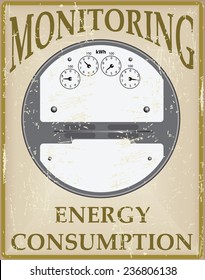 Card with a reminder of the electricity control. Vector illustration.