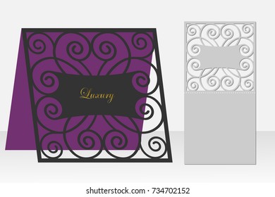 Card with a repeating geometric pattern for laser cut. Silhouette design. possible to use for birthday invitations, presentations, greetings, holidays, celebrations, save the date, wedding. Vector.