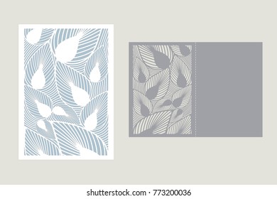 Card with a repeating geometric pattern for laser cut. Silhouette design. possible to use for birthday invitations, presentations, greetings, holidays, celebrations, save the date, wedding. Vector.