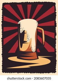 card of retro beer mug