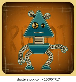 Card in retro style with the robot.