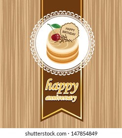 Card. Ribbon. Cake vector illustration