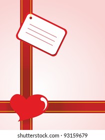 Card with ribbons, heart and blank