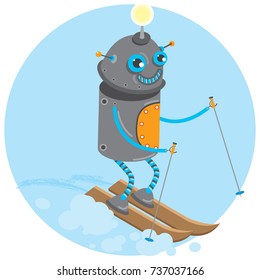 Card with robot and Christmas tree