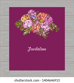 Card with a romantic greeting. Gentle vector flowers. Handwork. Invitation to an important event.