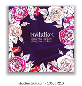 card with roses