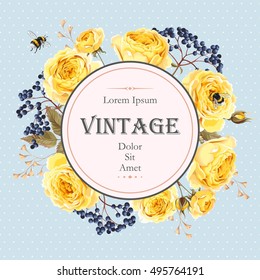 Card with roses and elderberry