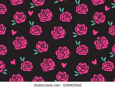 Card Roses on a dark background. Vector illustration isolated on a black background.