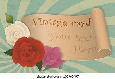Card with roses in vintage style