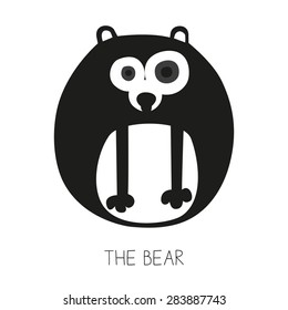Card with round bear on white background. Vector and illustration design.
