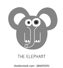 Card with a round elephant on white background. Vector and illustration design.