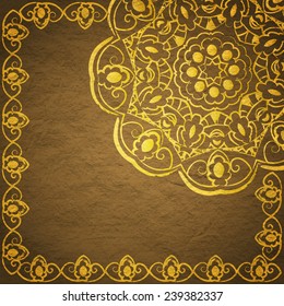 Card with round filigree hand drawn ornament and place for text