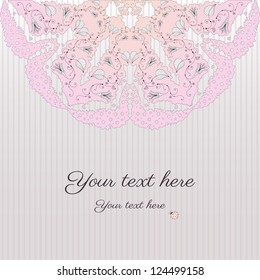 Card with round floral patterns in soft colors. Pattern from plants bells. Easy to change colors. Perfect for greetings, invitations or announcements.