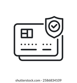 Card safety thin line icons. Perfect pixel on transparent background