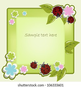 Card sample with ladybugs and a flowers