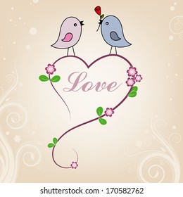 Card san Valentin. birds in love