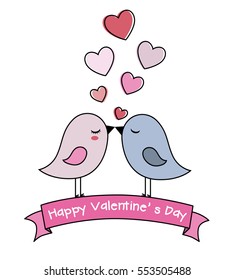 Card san Valentin. birds in love