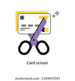 Card Scissor Concept vector illustration.  isolated on white Background.