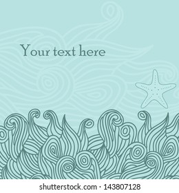 Card with sea background