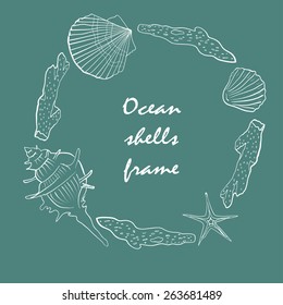 card with sea shells on the sea background vector illustration