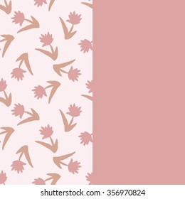 Card with seamless pattern of hand drawn flowers and empty space for your text. Leaflet with floral ornament. Doodle flower wallpaper.